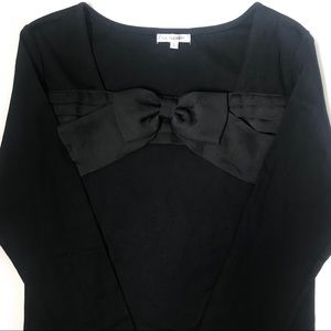 GLACIER Black Long Sleeve Top with Cute Bow